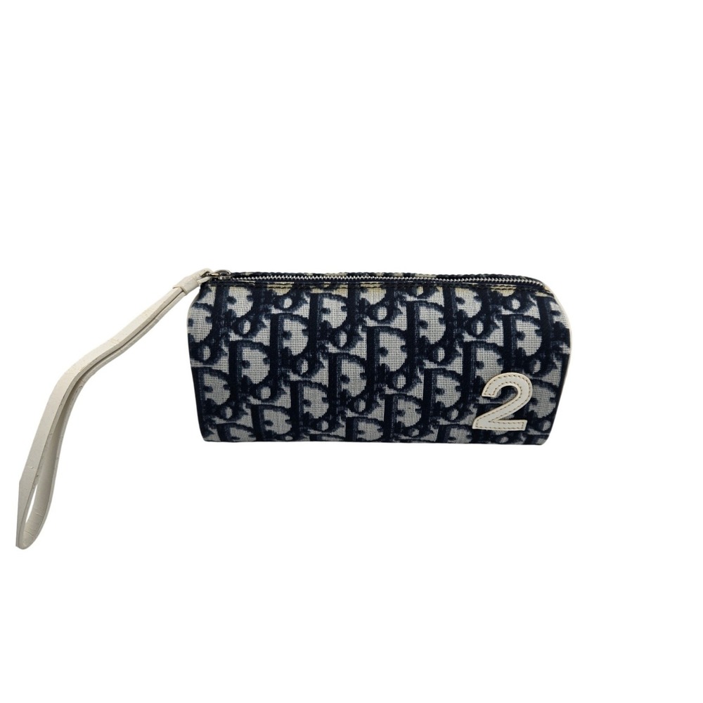 Christian Dior Trotter No. 2 Blue Monogram Canvas Barrel Pouch HE 1012